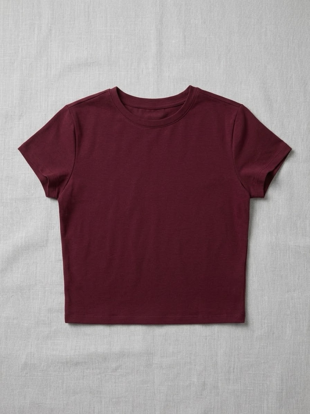 Camactive Women's Short Sleeve Crewneck Crop Tee in Burgundy